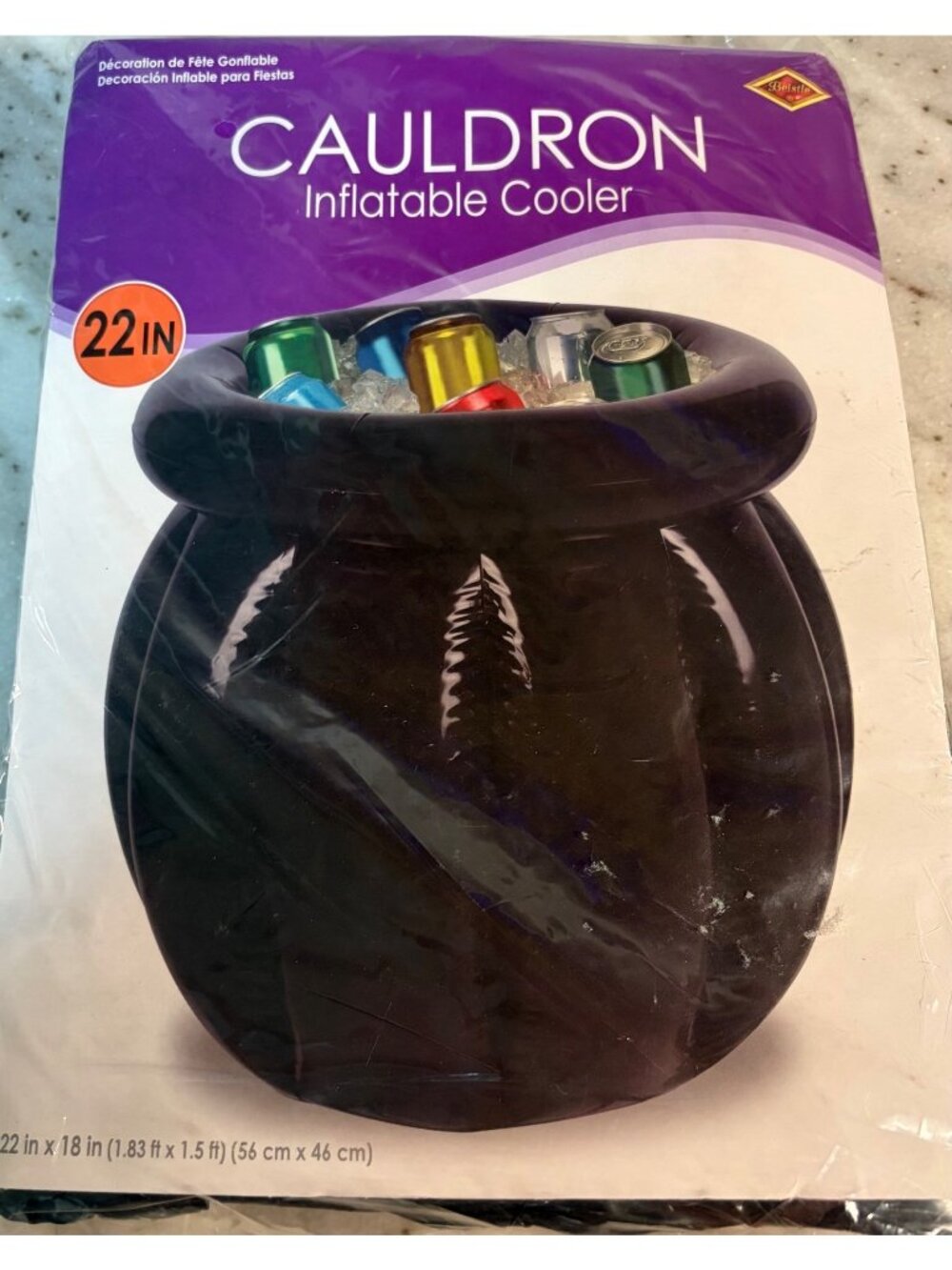 Beistle CAULDRON Inflatable Cooler Drinks Black Halloween Party 22" X 18"